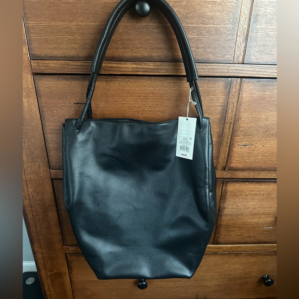 Elegant Black Leather Tote Bag